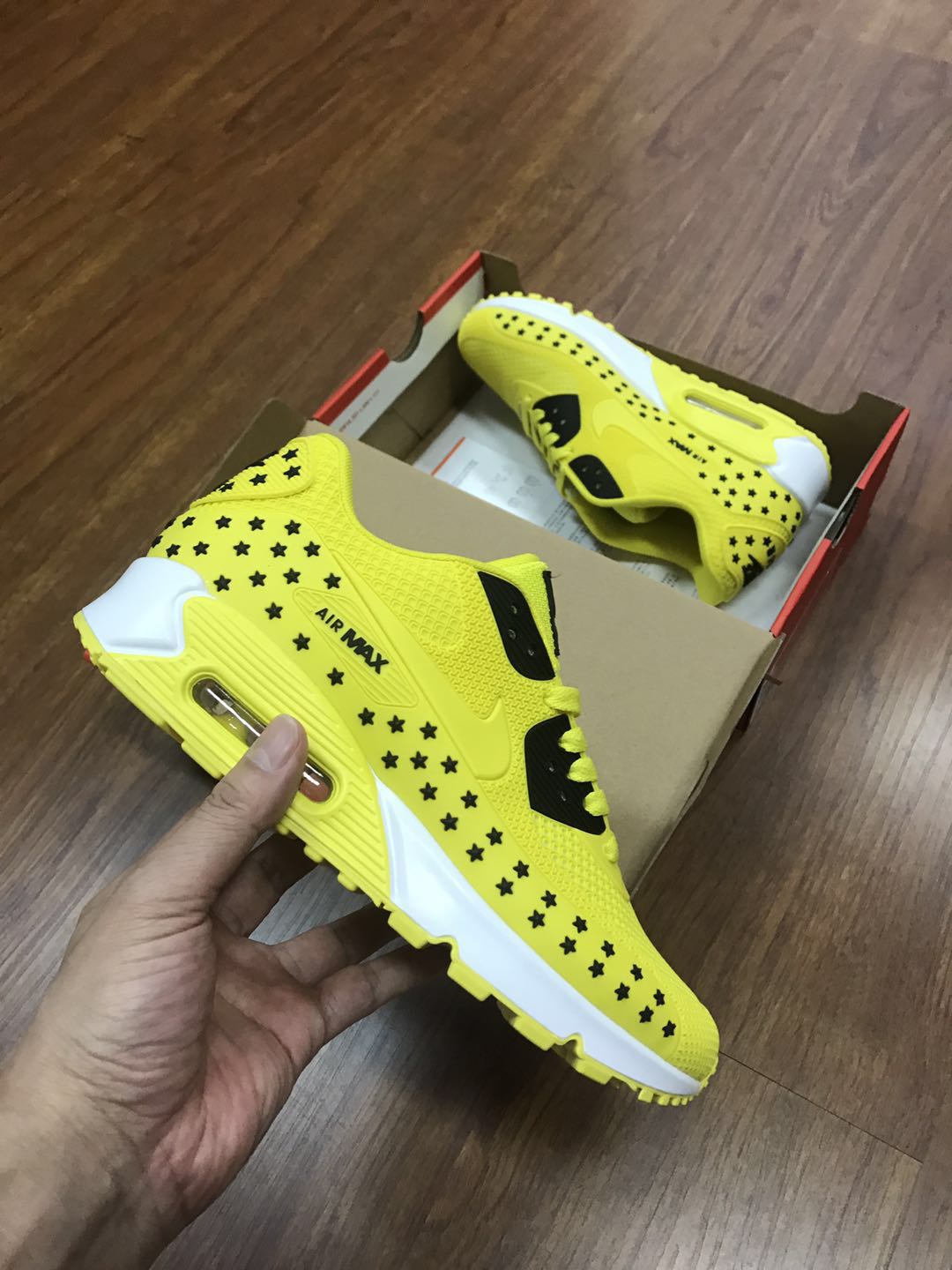 Women Nike Air Max 90 KPU Yellow Black White Shoes - Click Image to Close